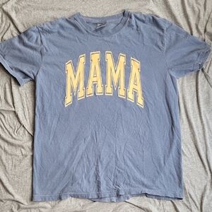 Comfort Colors Blue Tee with Yellow 'MAMA' Print